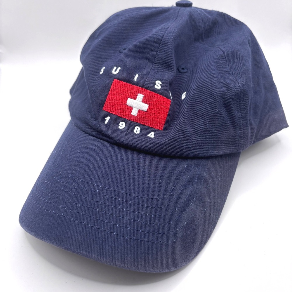 Suisse 1984 Navy Cap Buckle Adjustable Closure Hat HTF EUC